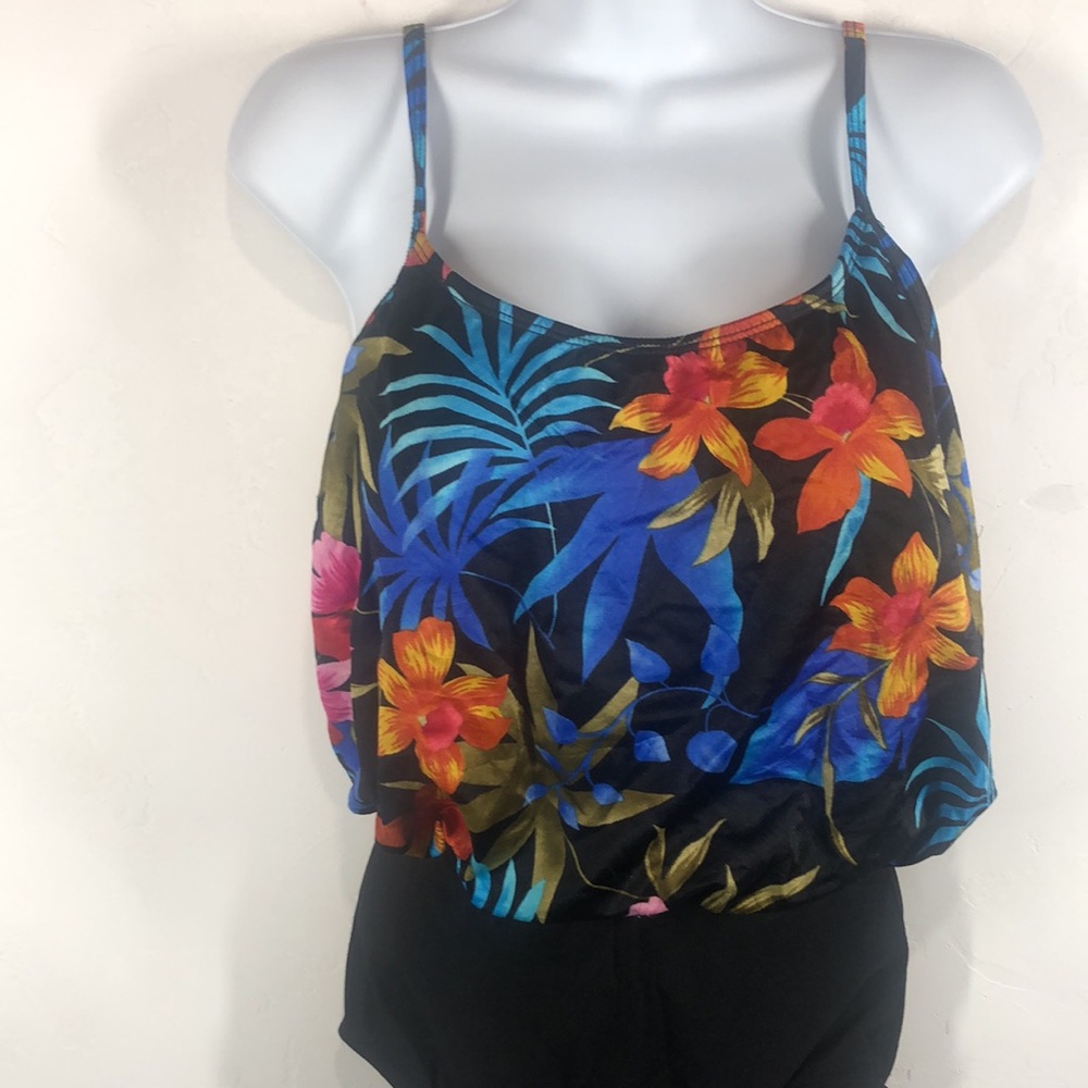 Vintage Robby Len tropical one piece swimsuit size 10 - Picture 2 of 12